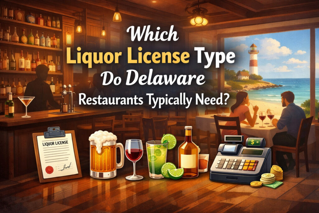 Which liquor license type do Delaware restaurants typically need?