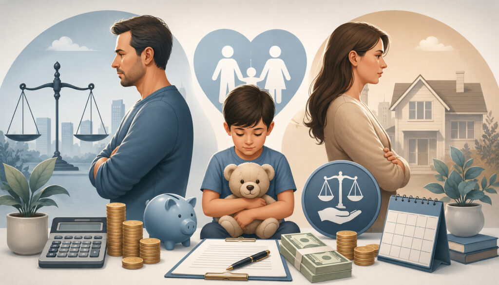 Child support and alimony financial planning illustration