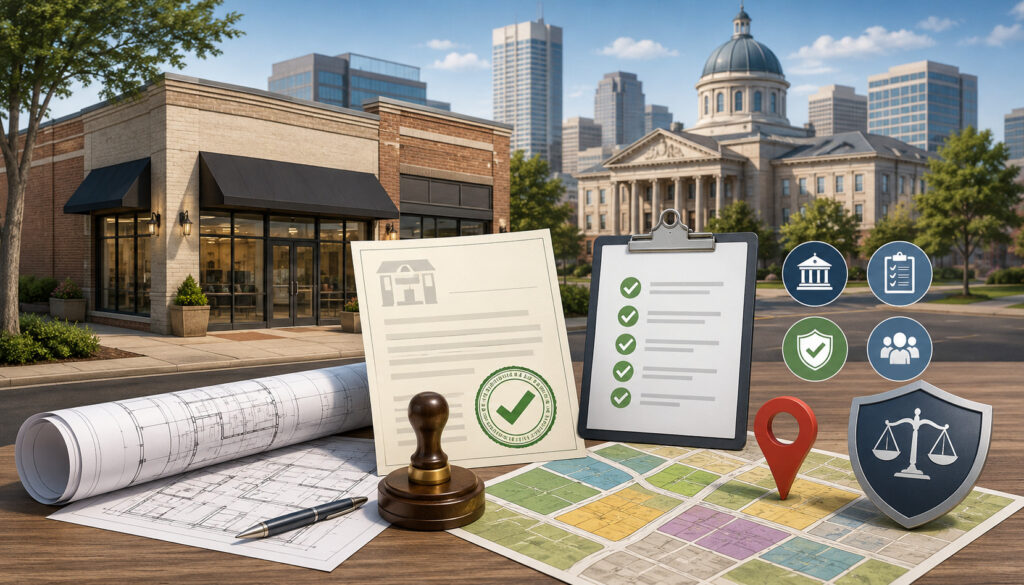 Local business permits and zoning approval illustration