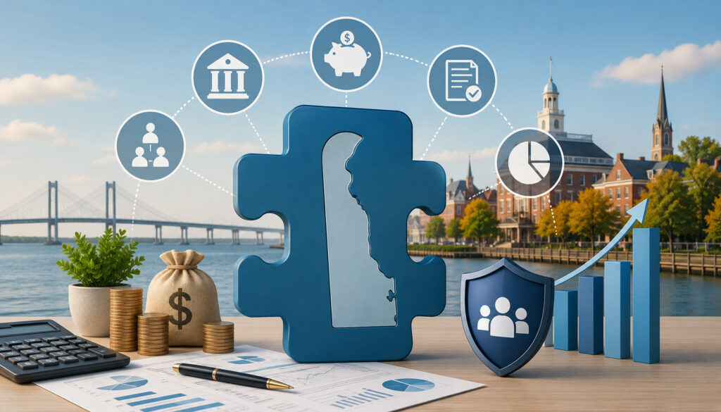 Delaware LLC tax benefits and pass-through taxation illustration
