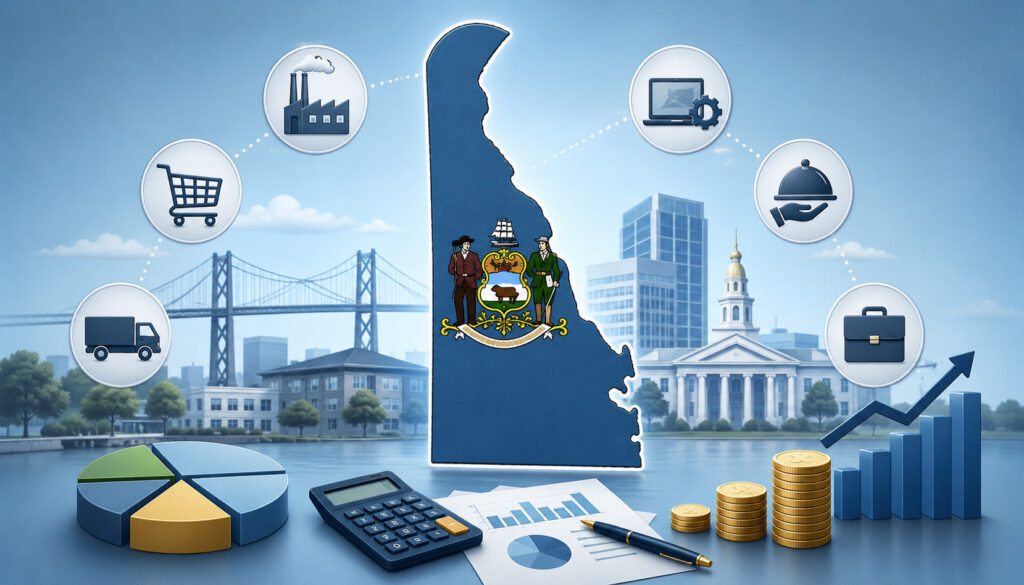 Delaware gross receipts tax rates by business activity illustration